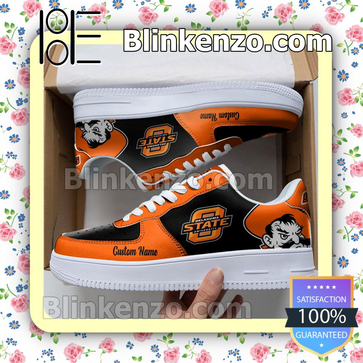 Amazon Oklahoma State Cowboys Mascot Logo NCAA Nike Air Force Sneakers