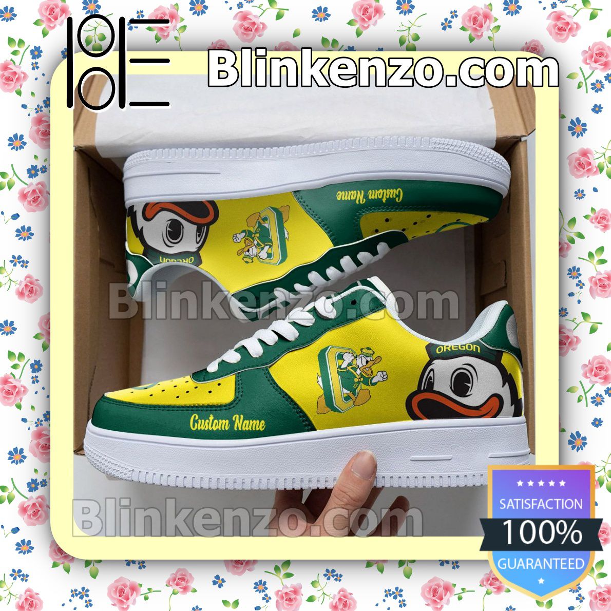 Oregon Ducks Mascot Logo NCAA Nike Air Force Sneakers