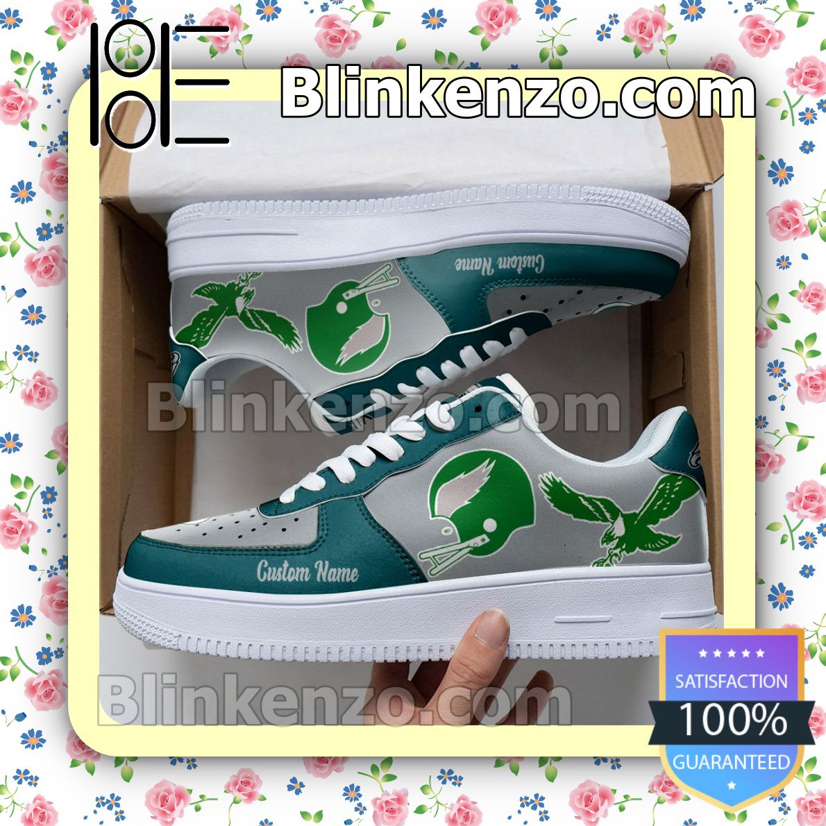 Nice Philadelphia Eagles Mascot Logo NFL Football Nike Air Force Sneakers