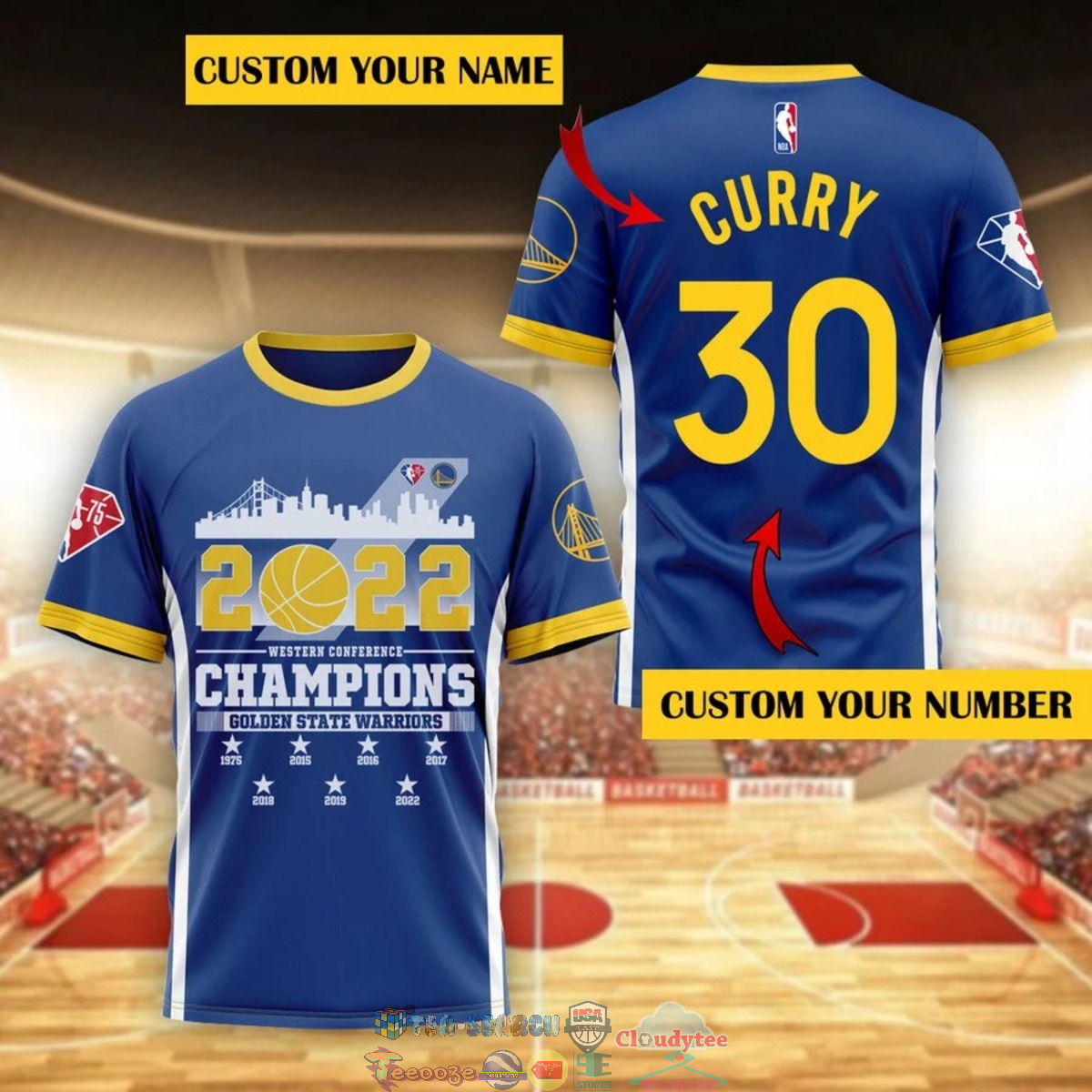 Personalized 2022 Western Conference Champions Golden State Warriors 3D Shirt