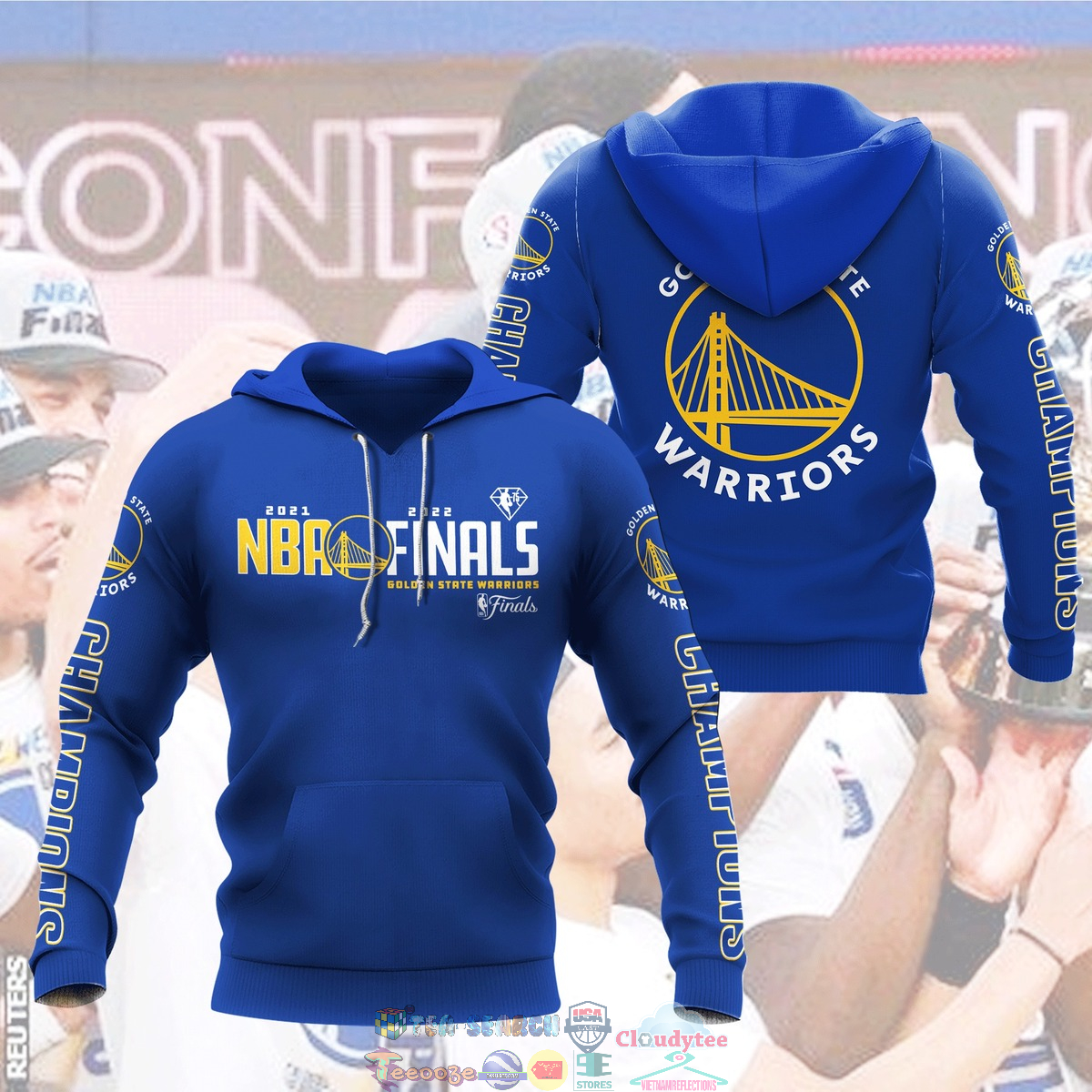 2021 2022 NBA Finals Golden State Warriors Blue 3D hoodie and t-shirt