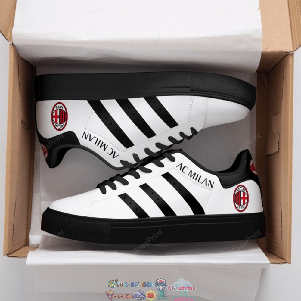 AC Milan Black Stripes Stan Smith Low Top Shoes