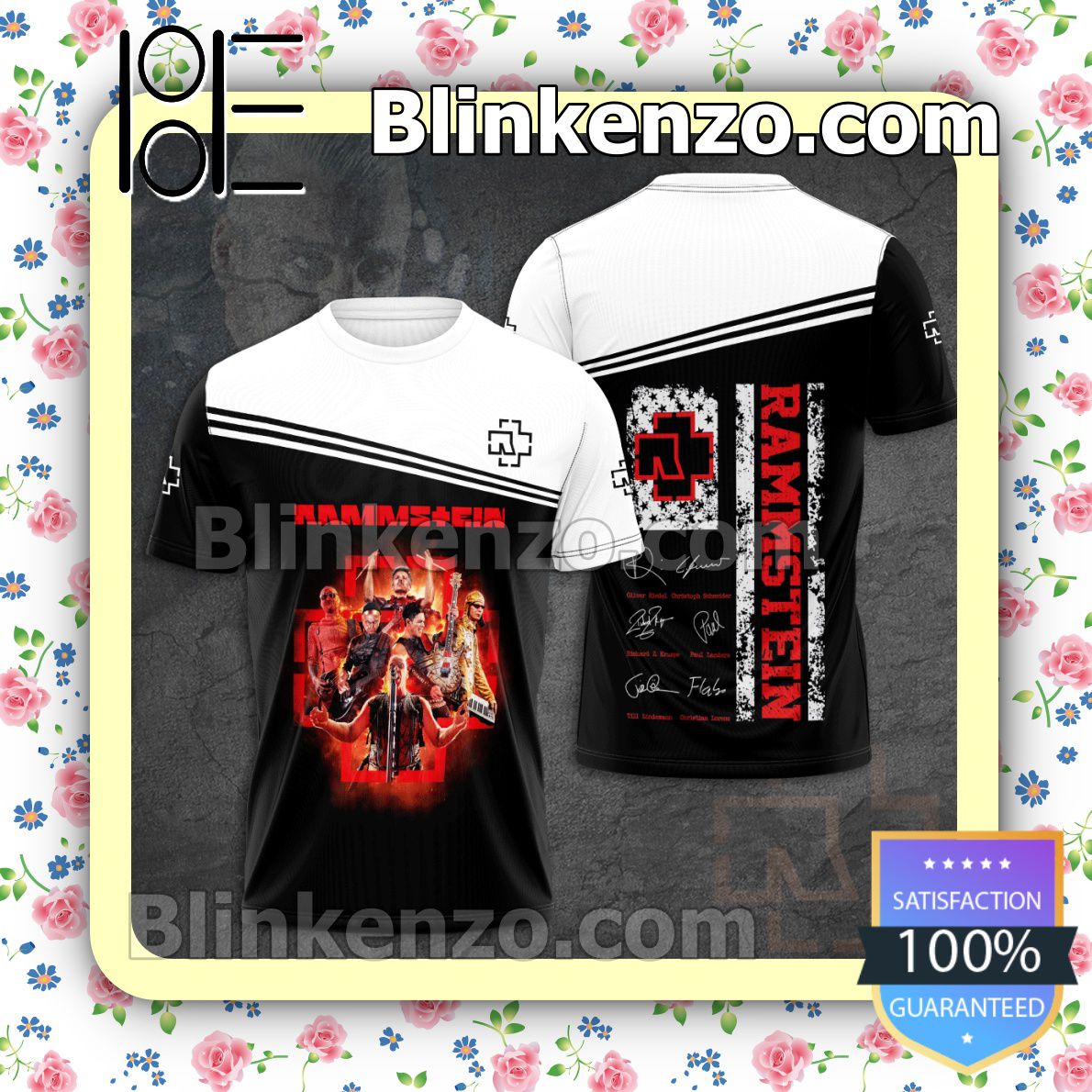 Beautiful Rammstein Band Signatures Black White Custom Shirt