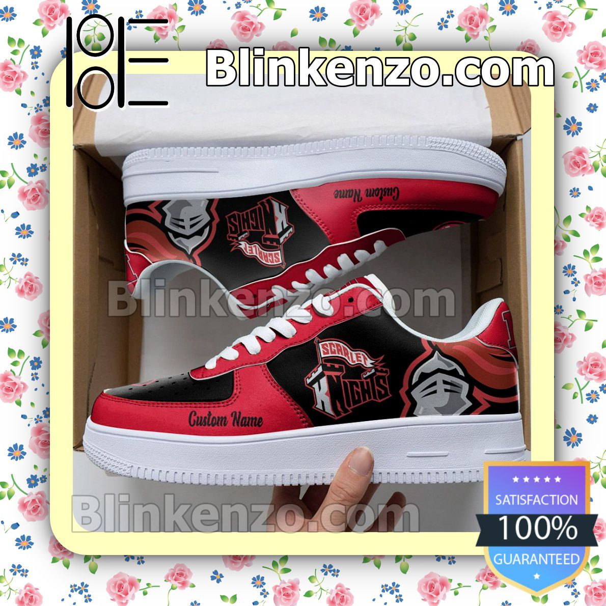 3D Rutgers Scarlet Knights Mascot Logo NCAA Nike Air Force Sneakers