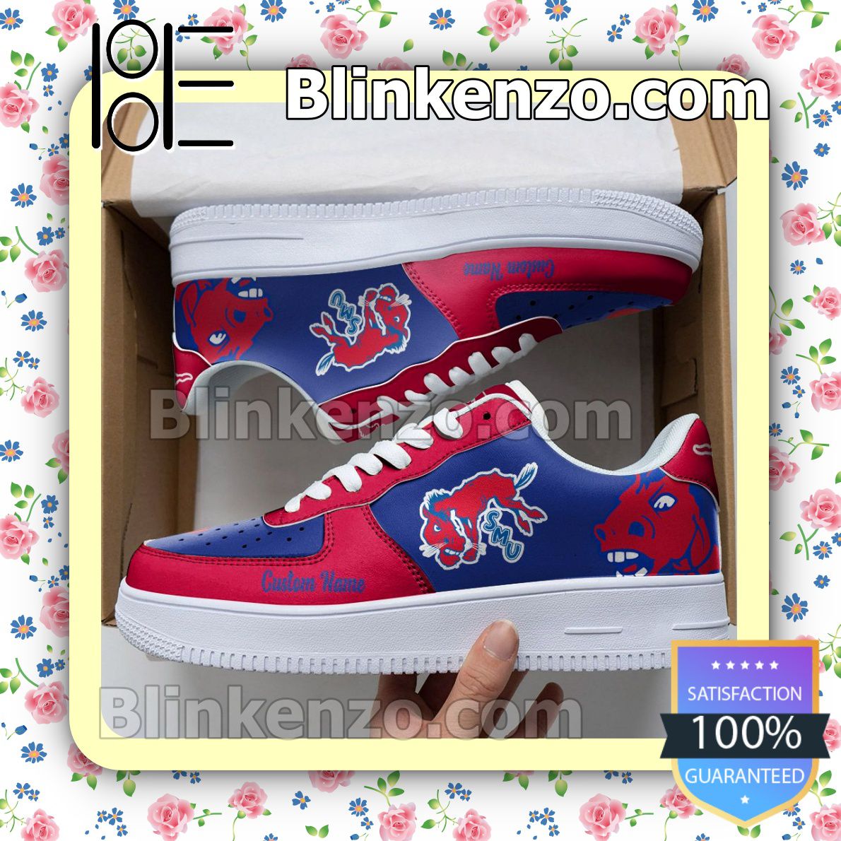 SMU Mustangs Mascot Logo NCAA Nike Air Force Sneakers