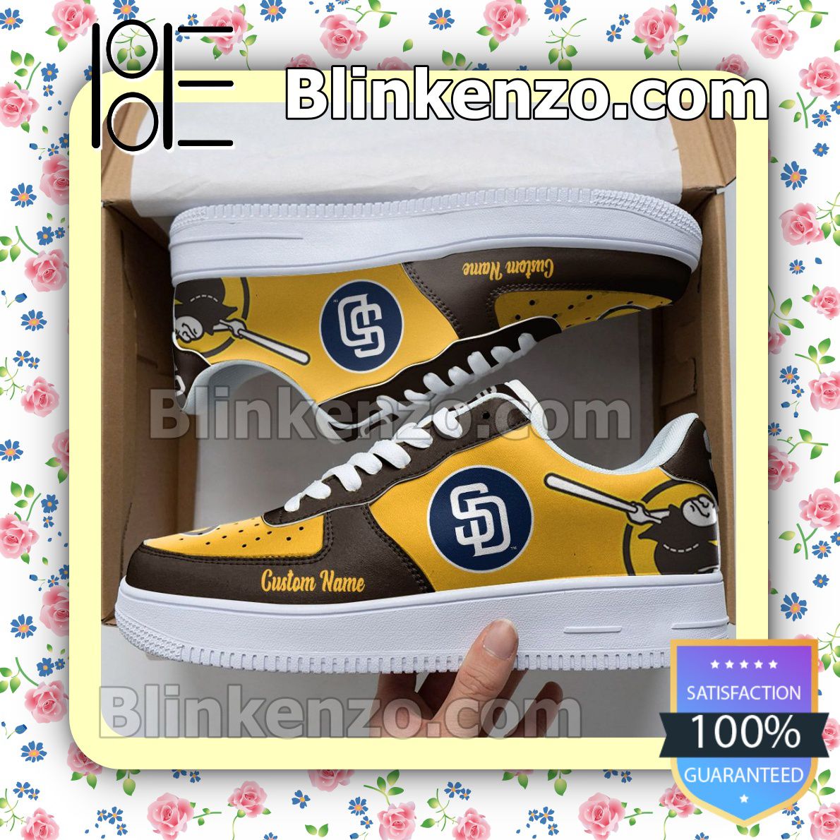 Adorable San Diego Padres Mascot Logo MLB Baseball Nike Air Force Sneakers