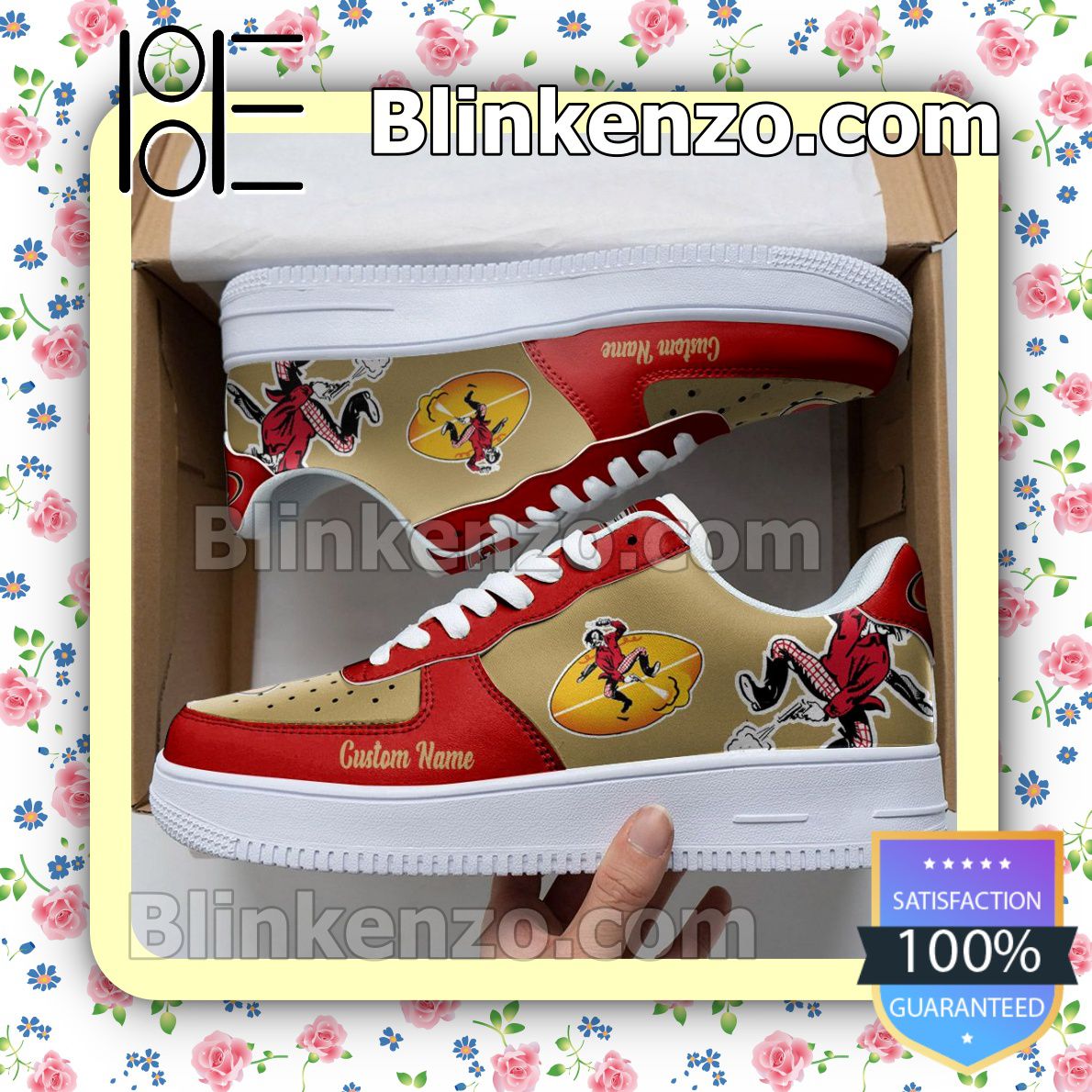 San Francisco 49ers Mascot Logo NFL Football Nike Air Force Sneakers