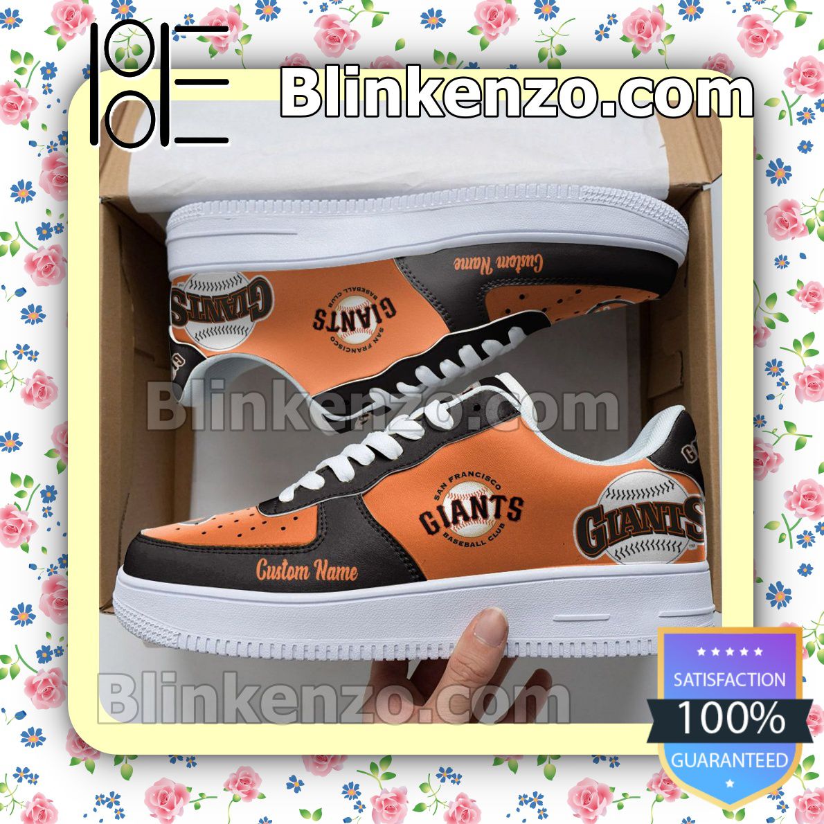 Print On Demand San Francisco Giants Mascot Logo MLB Baseball Nike Air Force Sneakers