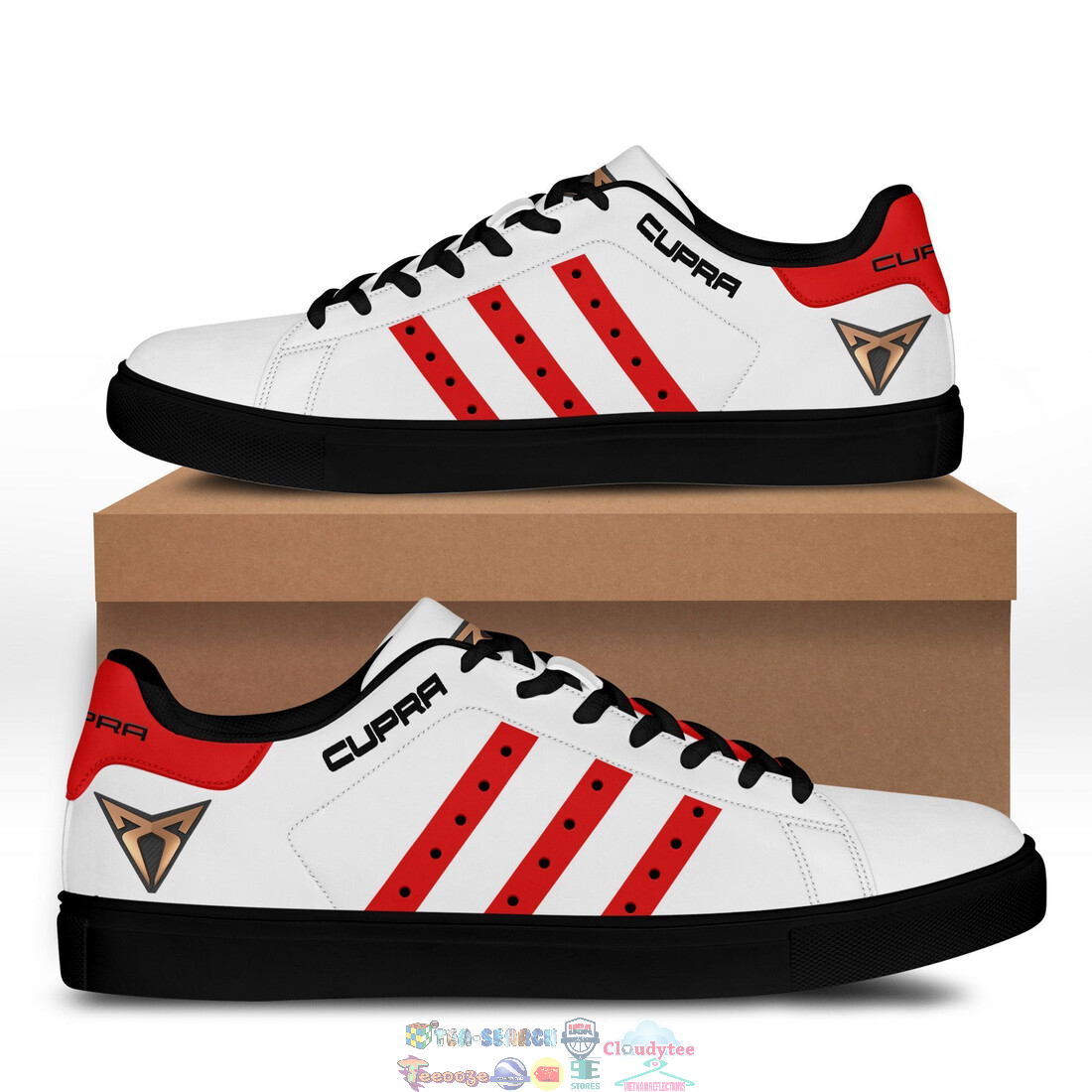 Cupra Red Stripes Style 2 Stan Smith Low Top Shoes