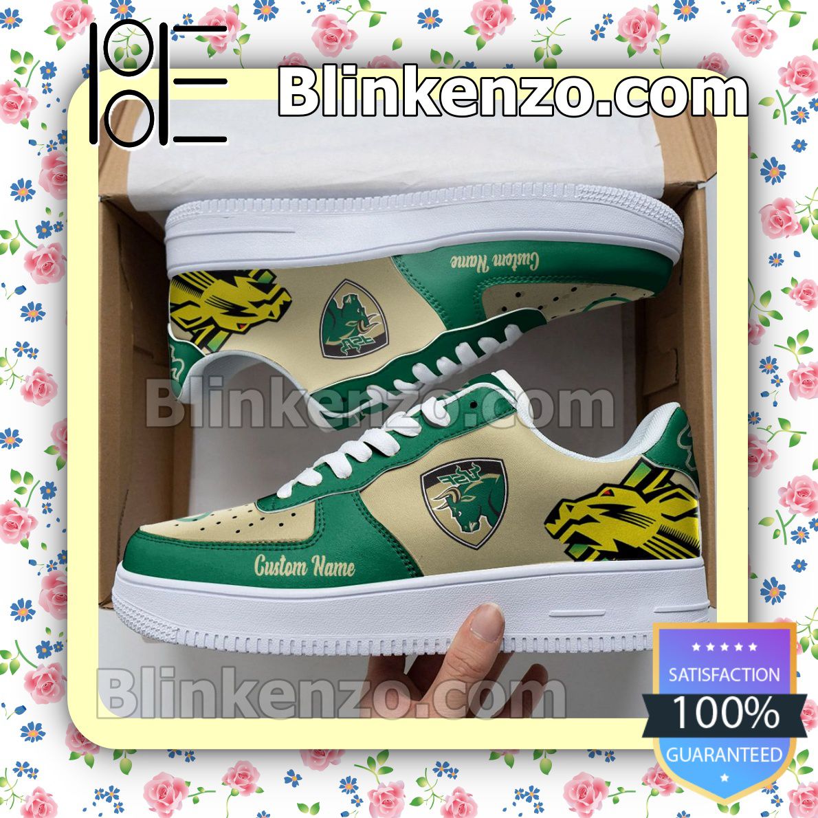 South Florida Bulls Mascot Logo NCAA Nike Air Force Sneakers