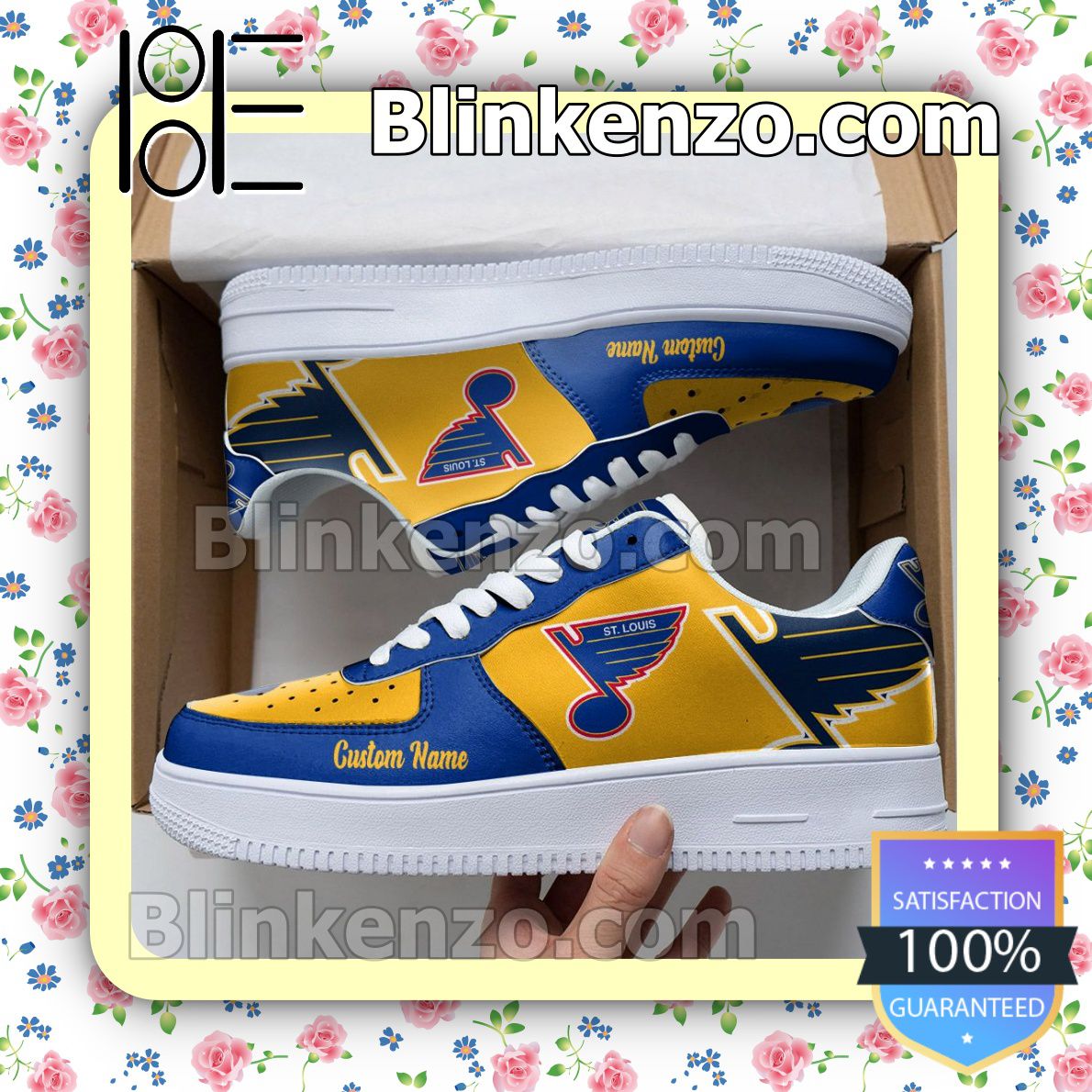 St Louis Blues Mascot Logo NHL Hockey Nike Air Force Sneakers