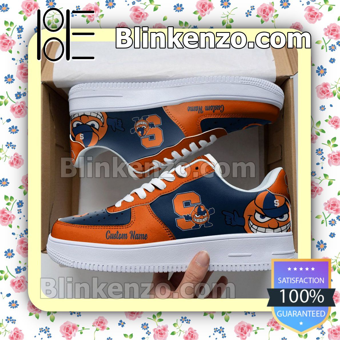 Perfect Syracuse Orange Mascot Logo NCAA Nike Air Force Sneakers