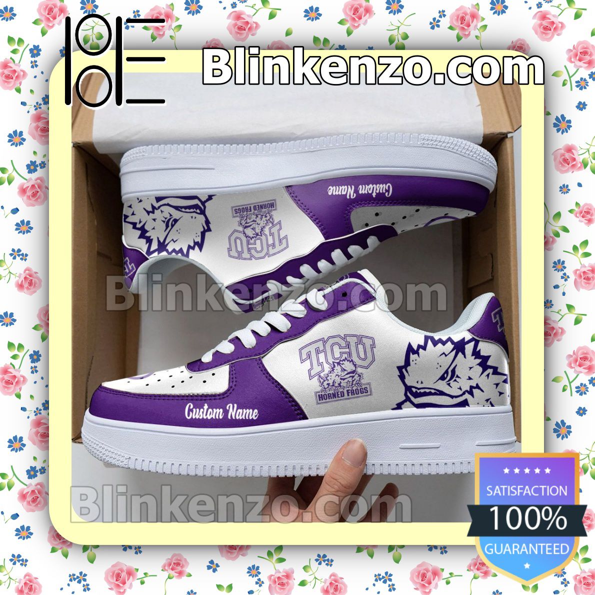 Order TCU Horned Frogs Mascot Logo NCAA Nike Air Force Sneakers