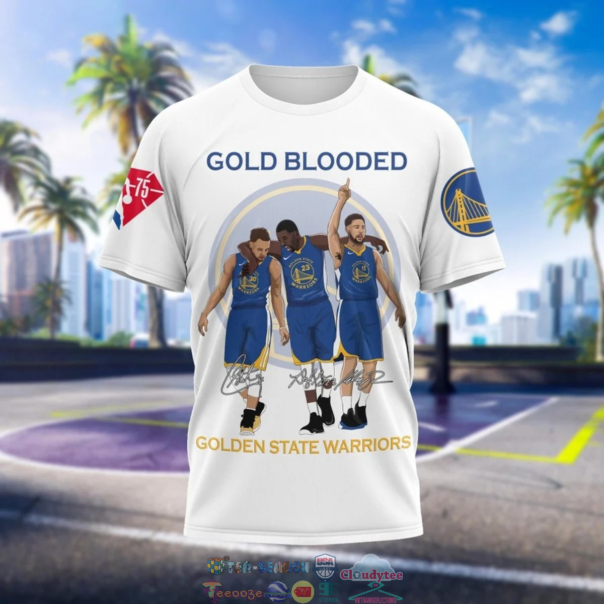 Gold Blooded Golden State Warriors White 3D Shirt