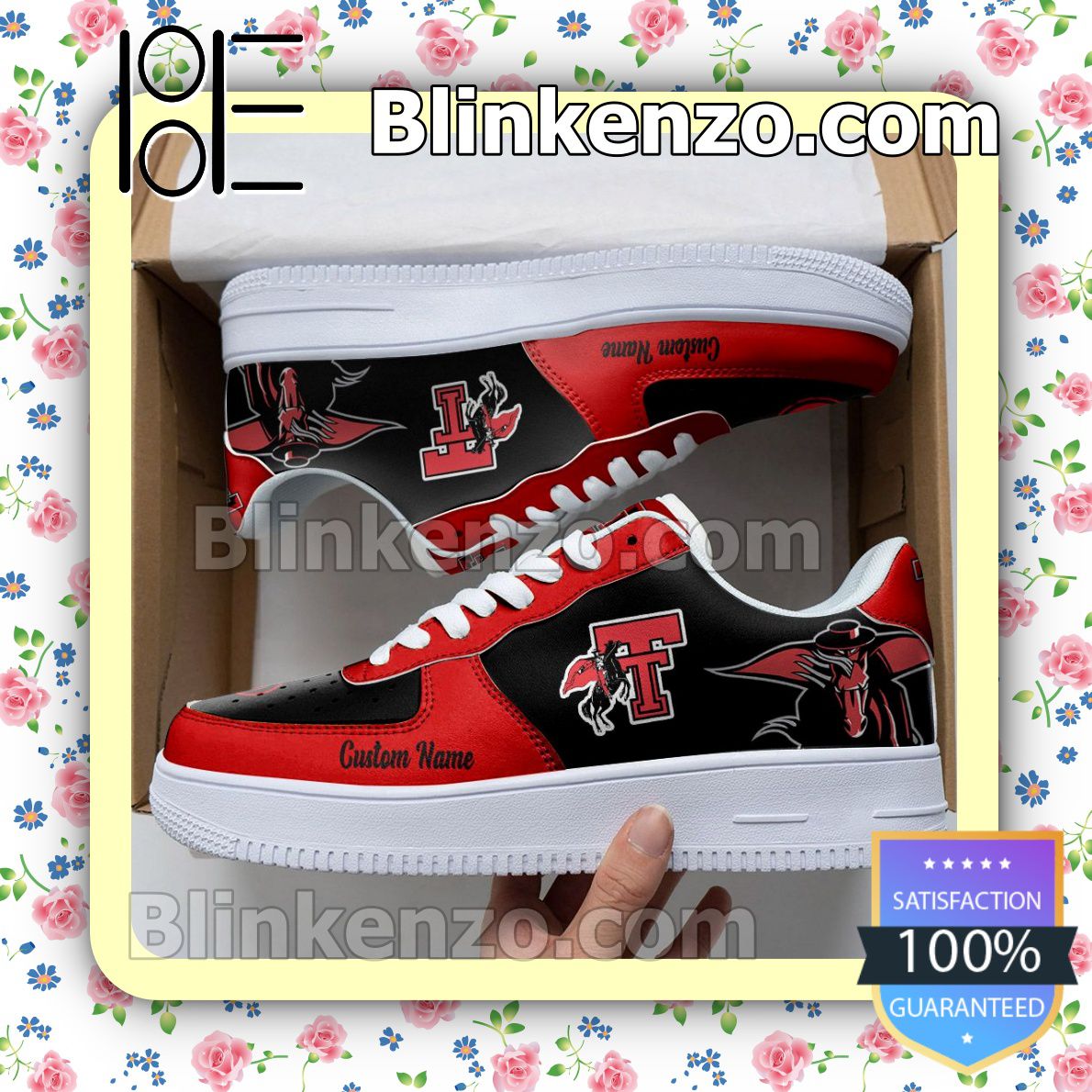 Order Texas Tech Red Raiders Mascot Logo NCAA Nike Air Force Sneakers