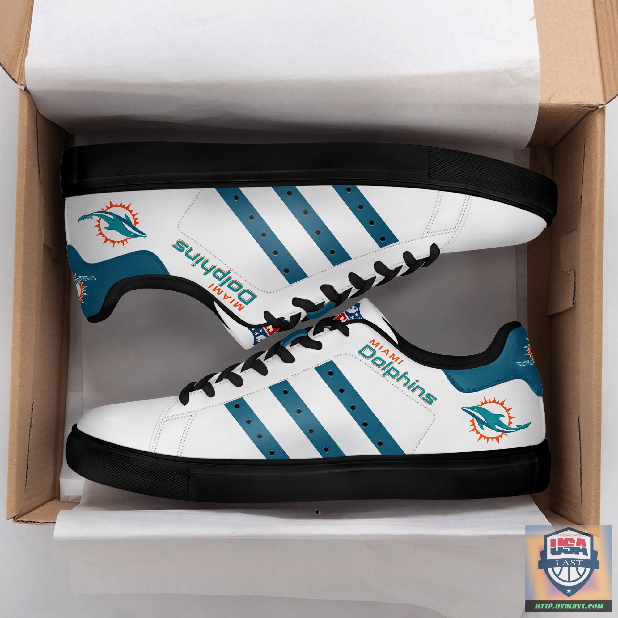 Miami Dolphins Blue Stan Smith Low Top Shoes