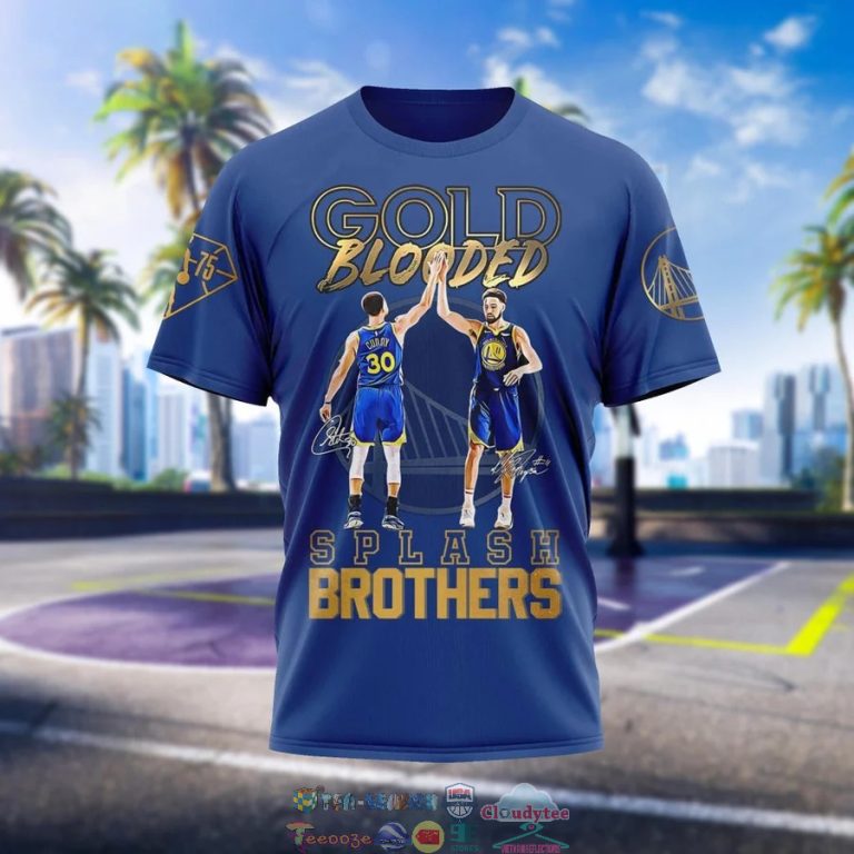 Golden State Warriors Gold Blooded Splash Brothers Blue 3D Shirt 4