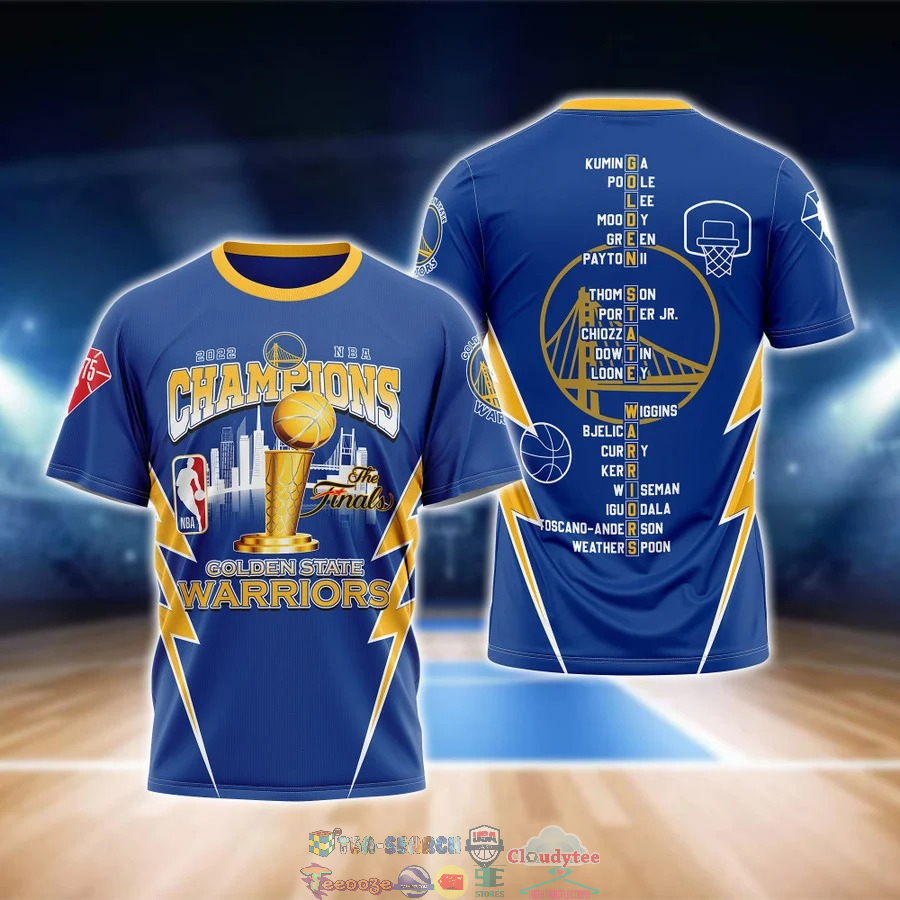 Golden State Warriors 2022 NBA Champions Players Names Blue 3D Shirt