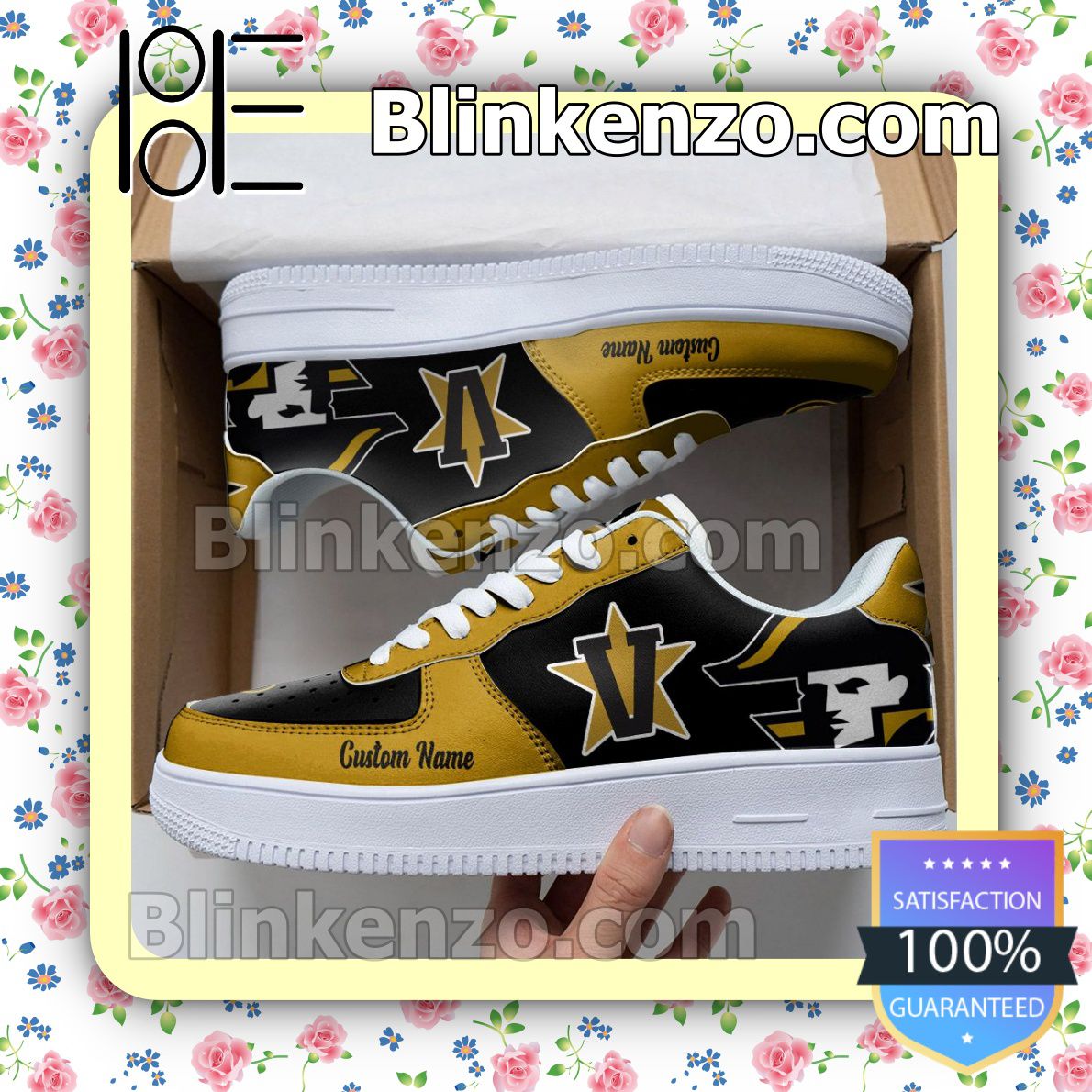 Great Quality Vanderbilt Commodores Mascot Logo NCAA Nike Air Force Sneakers