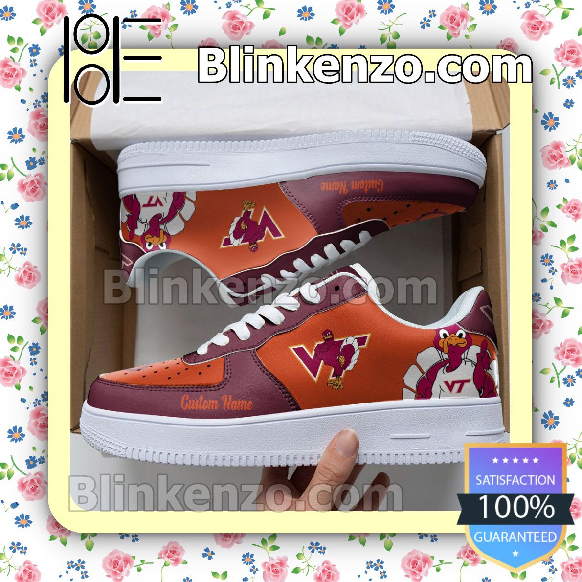 Near you Virginia Tech Hokies Mascot Logo NCAA Nike Air Force Sneakers