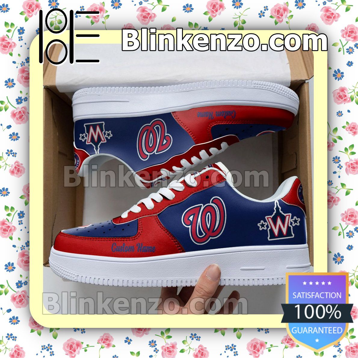 Washington Nationals Mascot Logo MLB Baseball Nike Air Force Sneakers