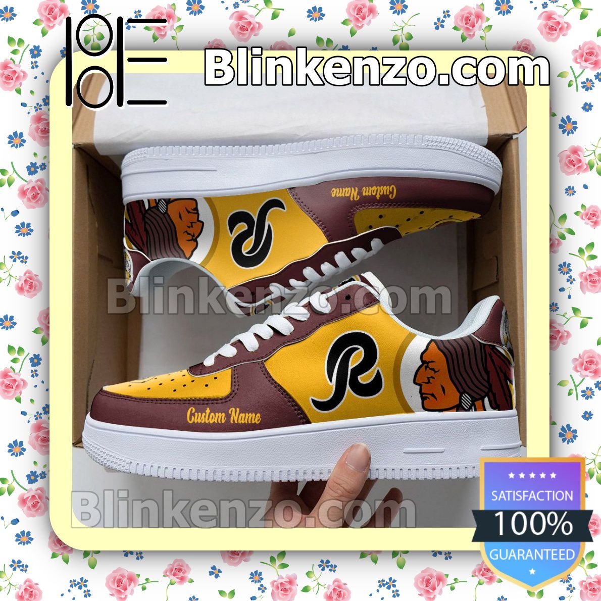 Washington Redskins Mascot Logo NFL Football Nike Air Force Sneakers