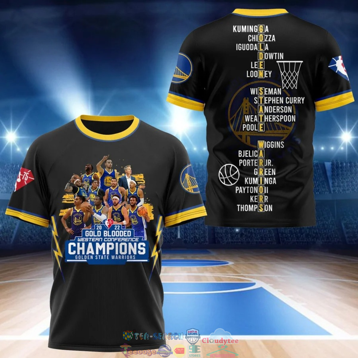 2022 Gold Blooded Western Conference Champions Golden State Warriors Black 3D Shirt
