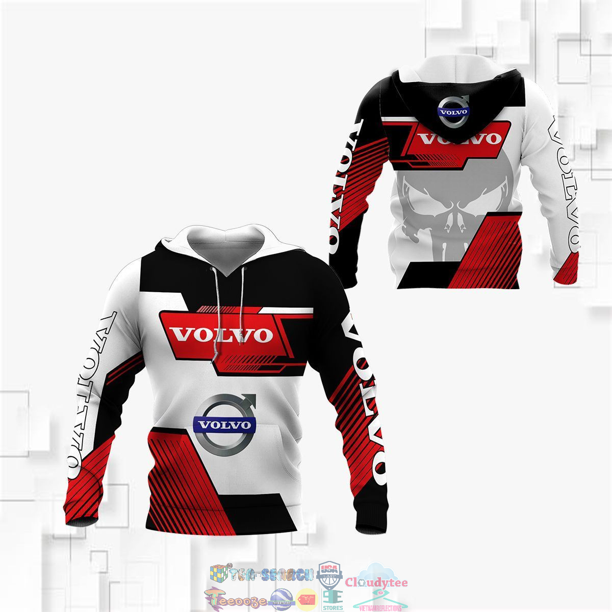 Volvo Skull Red 3D hoodie and t-shirt