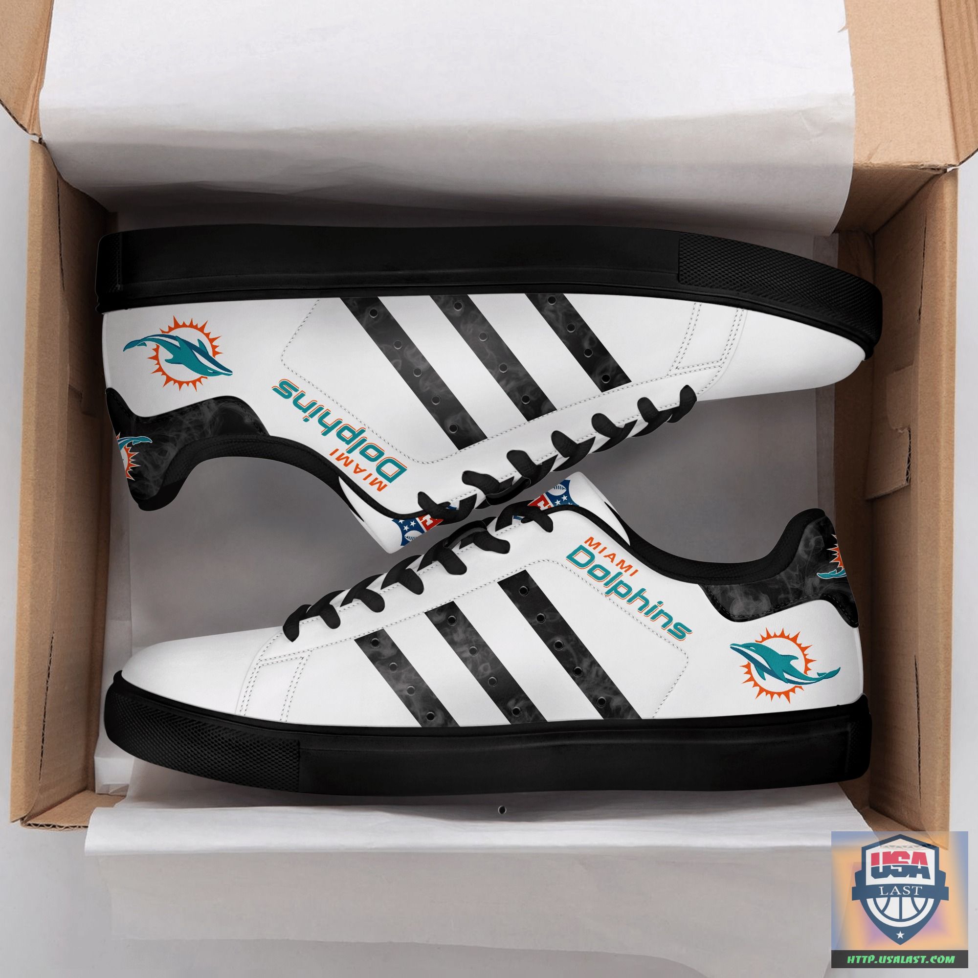 Miami Dolphins NFL White Stan Smith Shoes