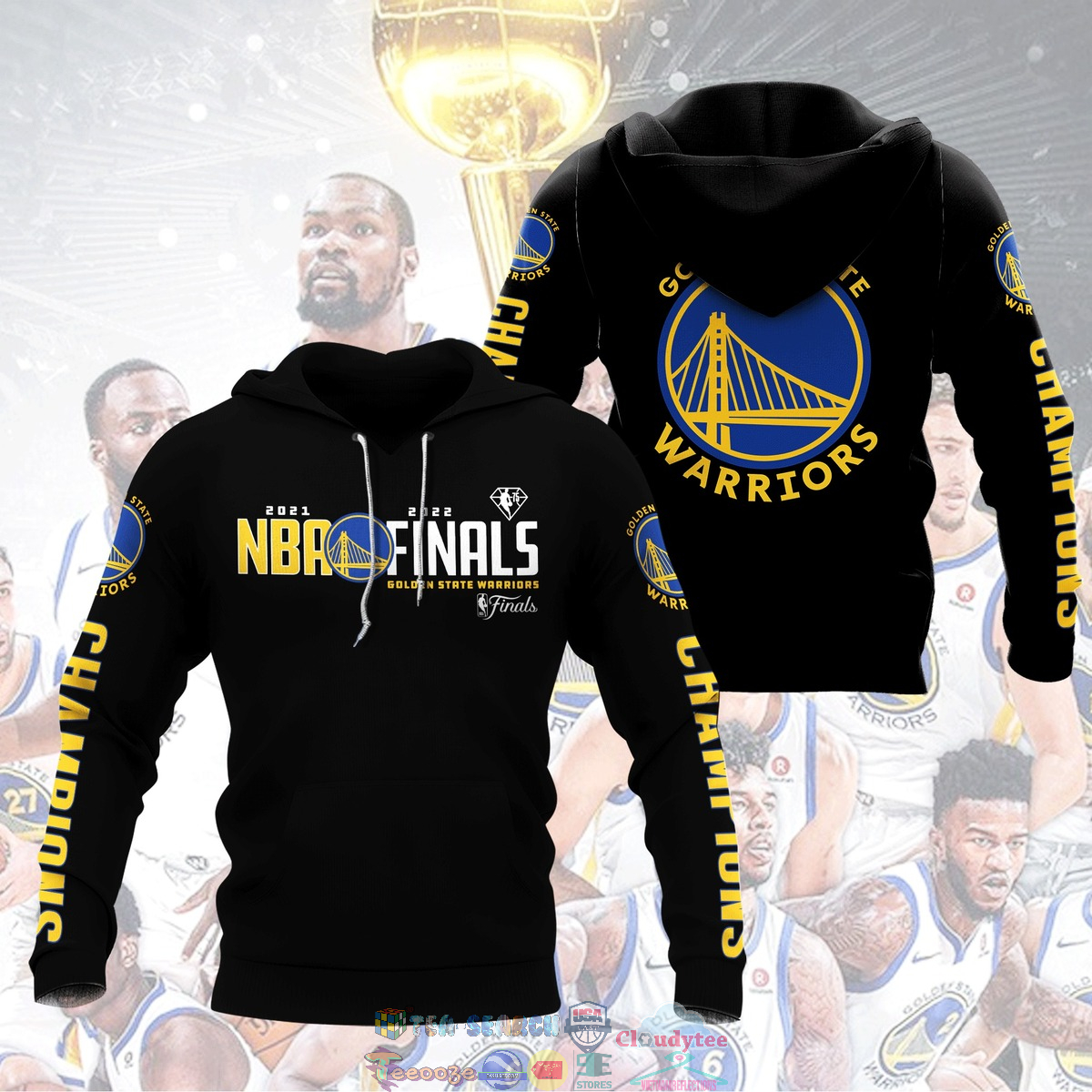 2021 2022 NBA Finals Golden State Warriors Black 3D hoodie and t-shirt