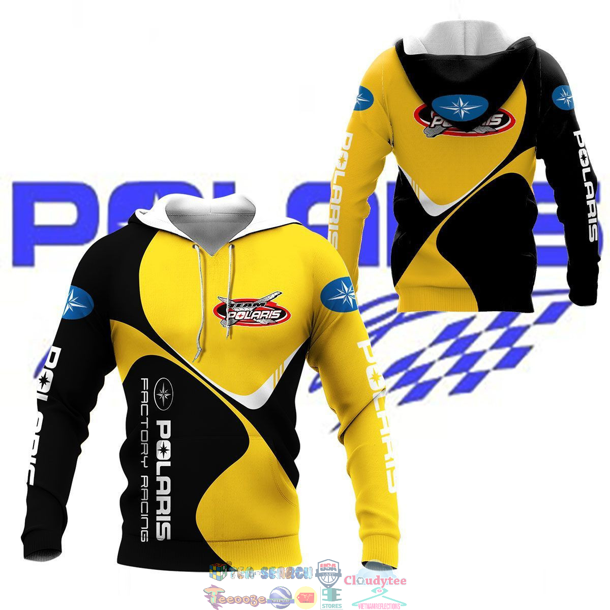 Polaris Factory Racing Yellow 3D hoodie and t-shirt