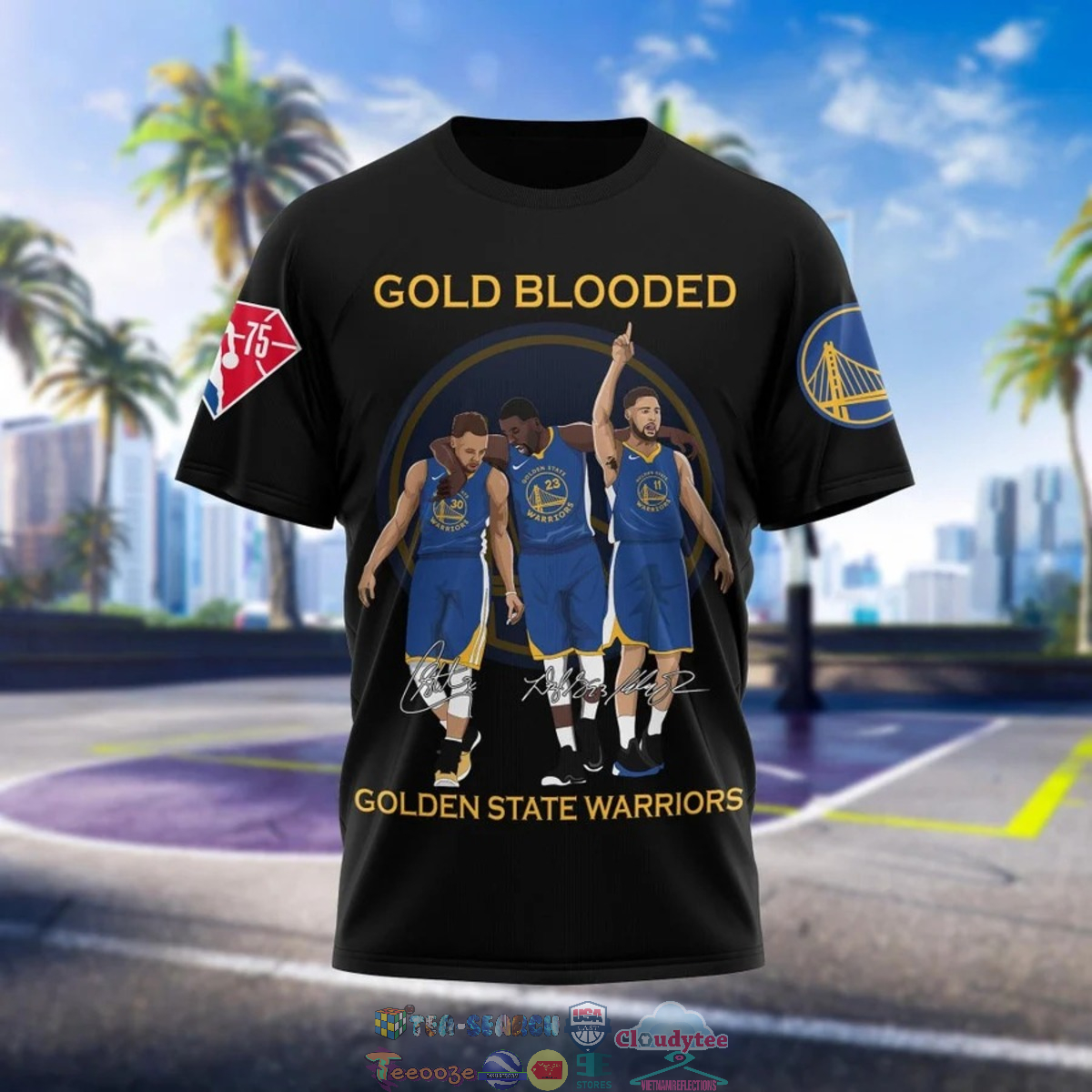 Gold Blooded Golden State Warriors Black 3D Shirt
