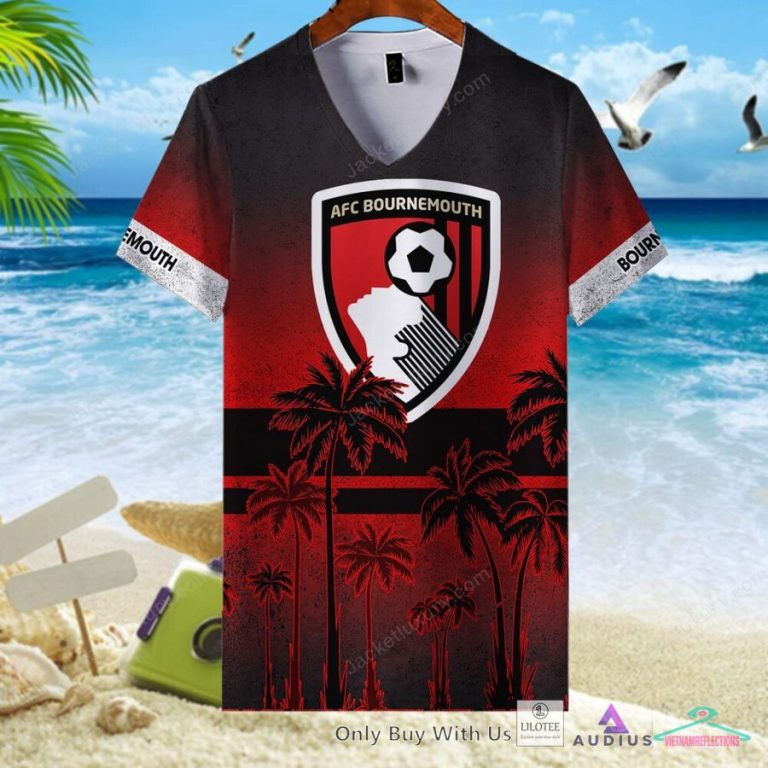NEW A.F.C. Bournemouth Coconut Hawaiian Shirt, Short 14