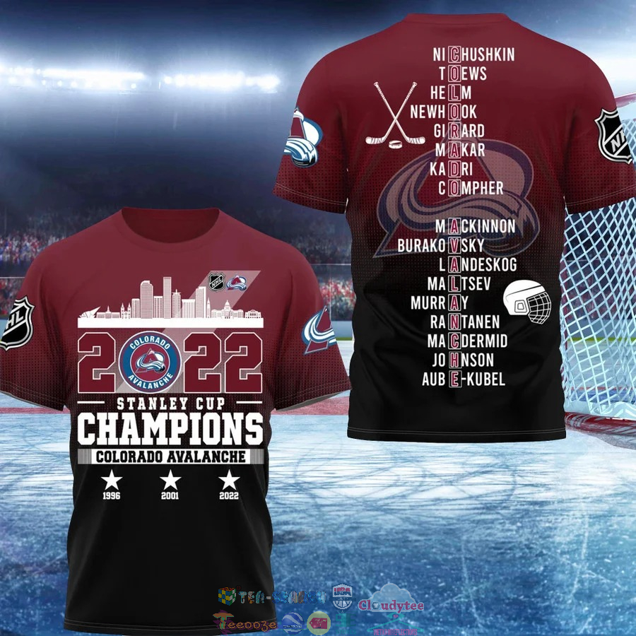 2022 Stanley Cup Champions Colorado Avalanche Red 3D Shirt 1