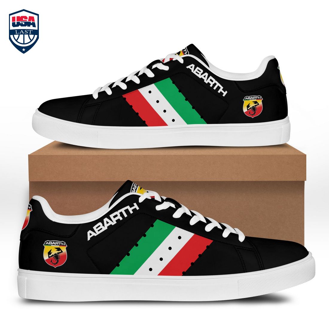 Abarth Green White Red Stripes Style 1 Stan Smith Low Top Shoes
