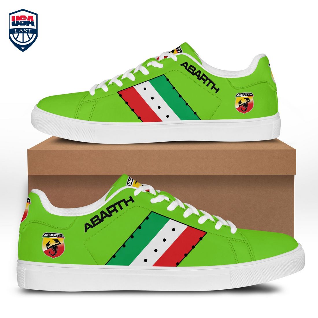 Abarth Green White Red Stripes Style 2 Stan Smith Low Top Shoes