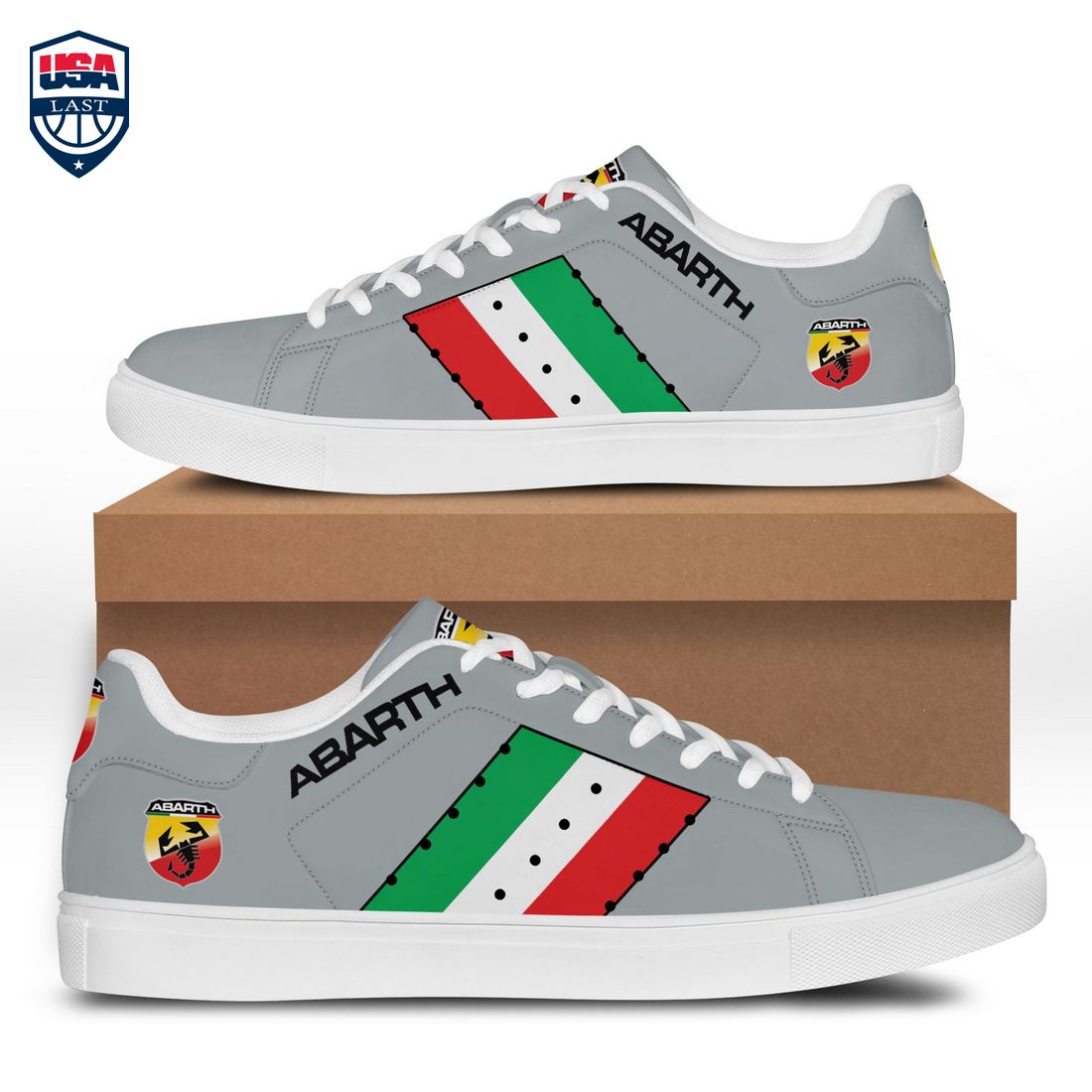 Abarth Green White Red Stripes Style 3 Stan Smith Low Top Shoes