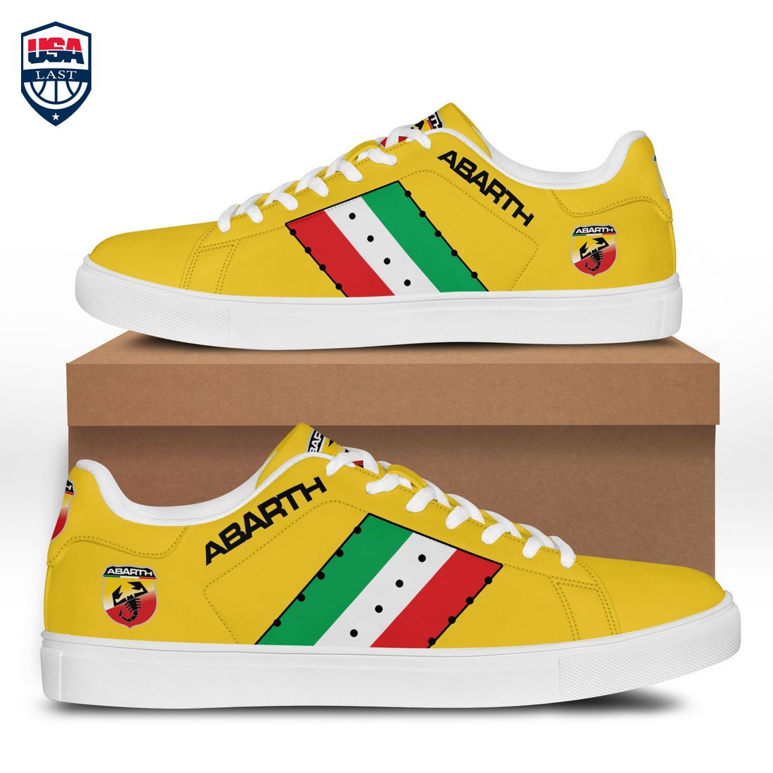Abarth Green White Red Stripes Style 5 Stan Smith Low Top Shoes