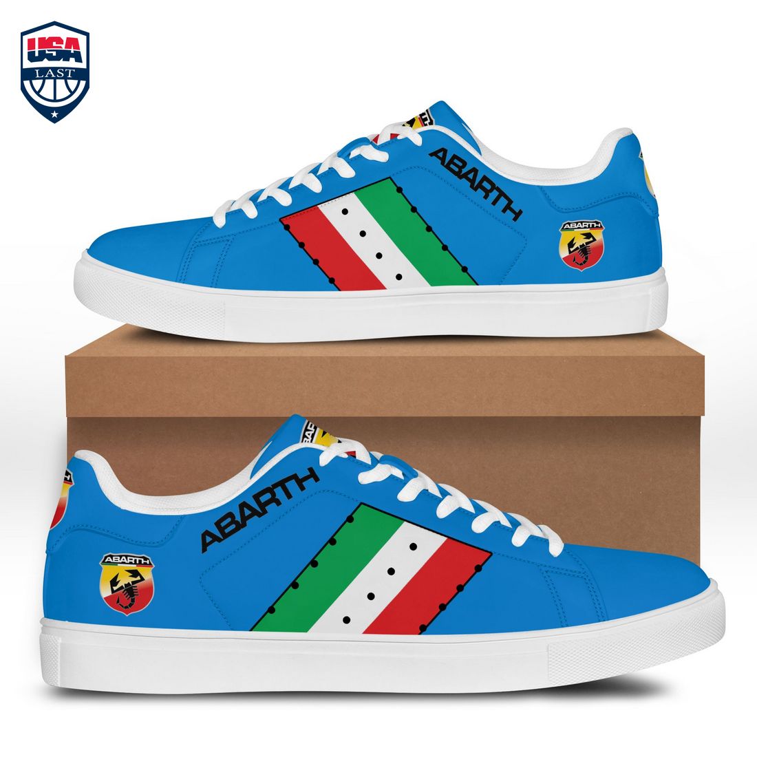 Abarth Green White Red Stripes Style 6 Stan Smith Low Top Shoes