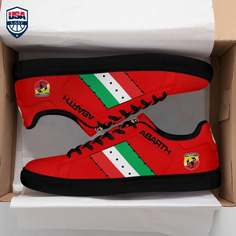 Abarth Green White Red Stripes Style 7 Stan Smith Low Top Shoes - Super sober