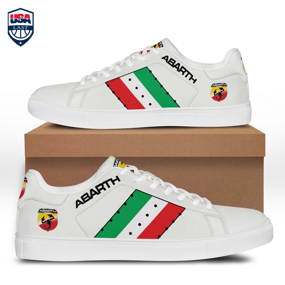 Abarth Green White Red Stripes Style 8 Stan Smith Low Top Shoes