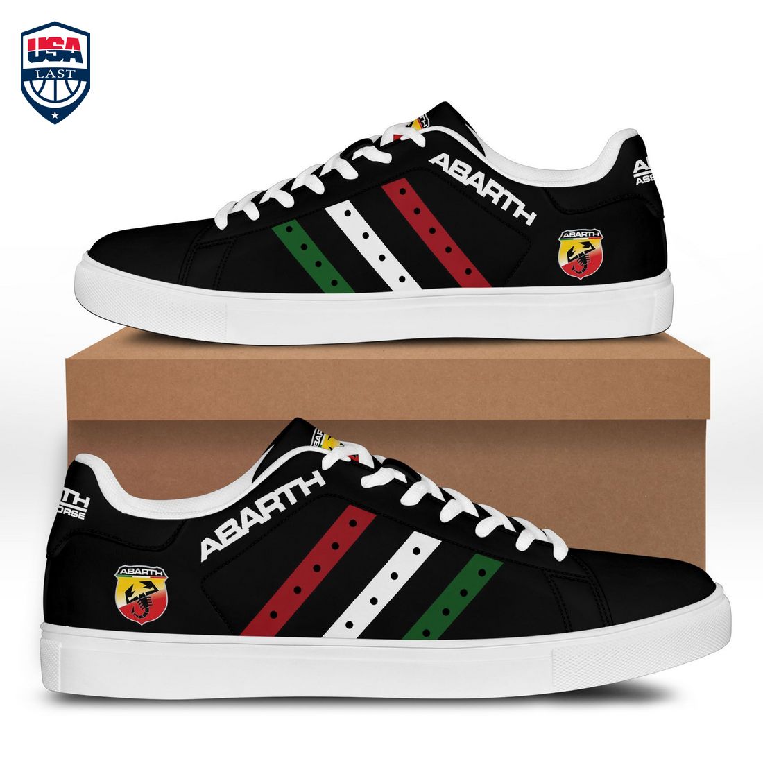 Abarth Red White Green Stripes Style 1 Stan Smith Low Top Shoes