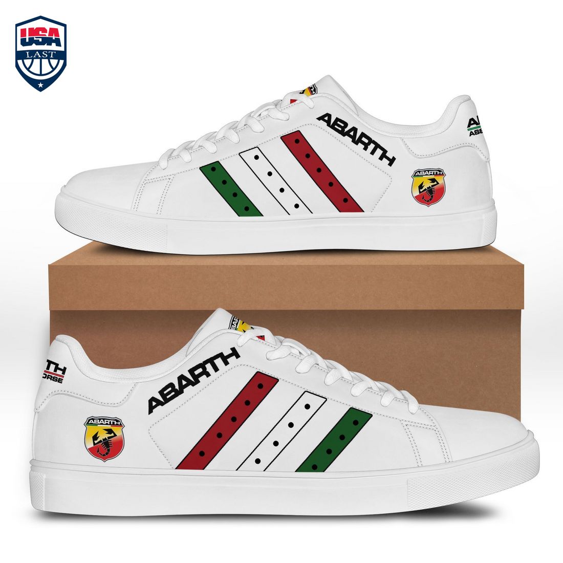 Abarth Red White Green Stripes Style 2 Stan Smith Low Top Shoes
