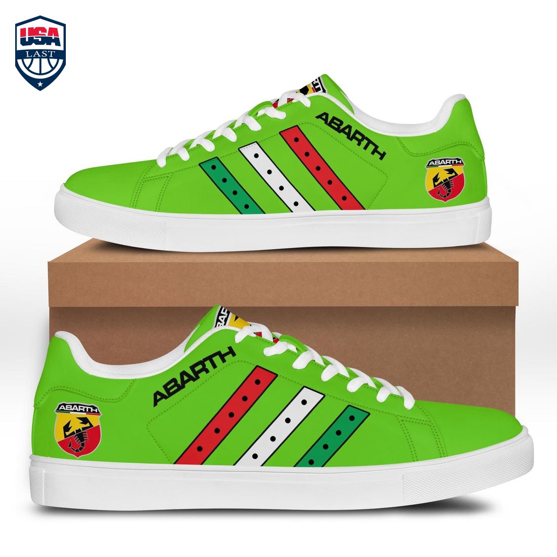 Abarth Red White Green Stripes Style 3 Stan Smith Low Top Shoes