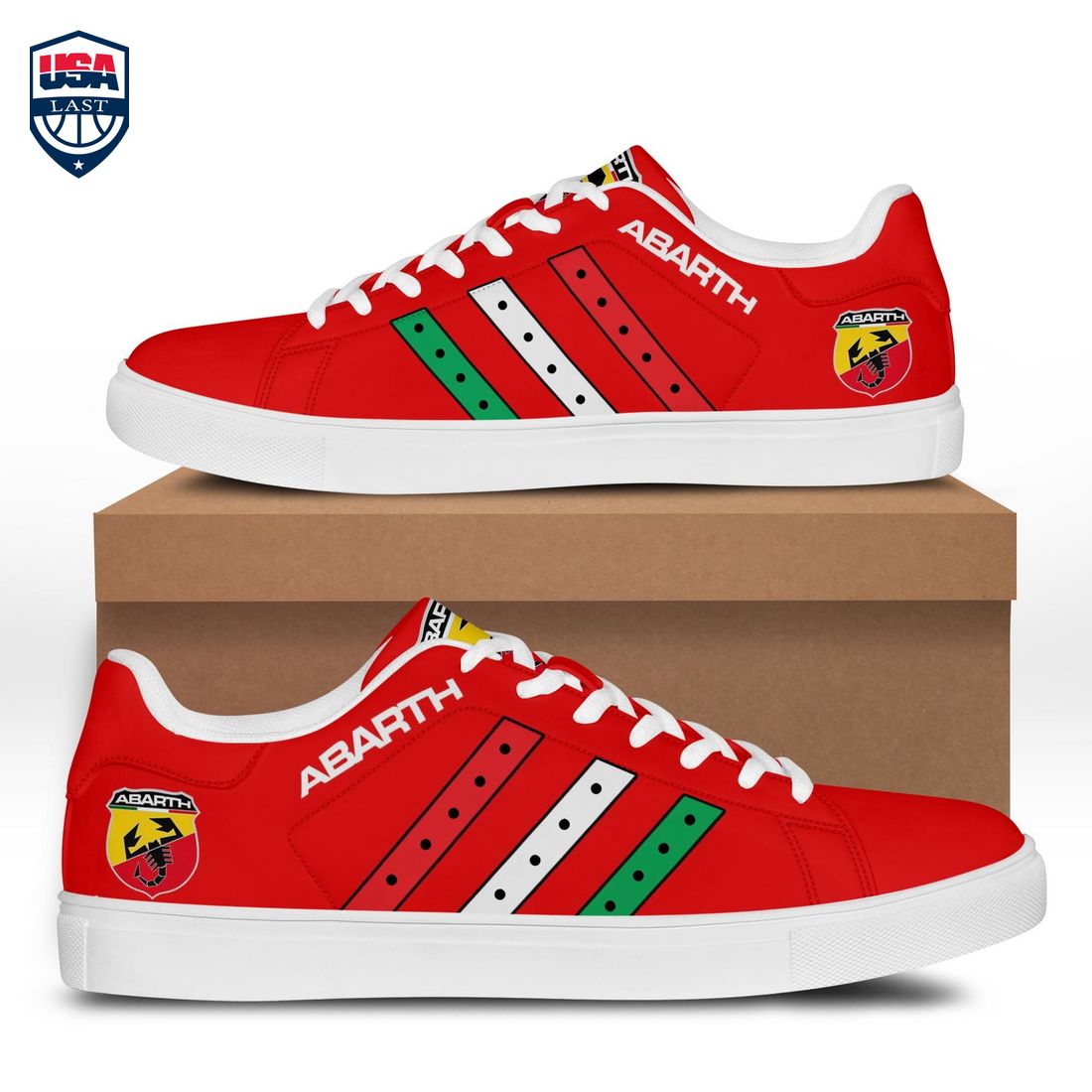 Abarth Red White Green Stripes Style 4 Stan Smith Low Top Shoes