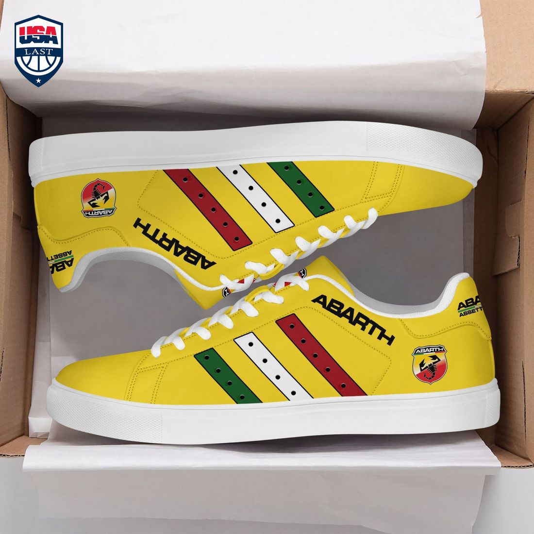 Abarth Red White Green Stripes Style 5 Stan Smith Low Top Shoes