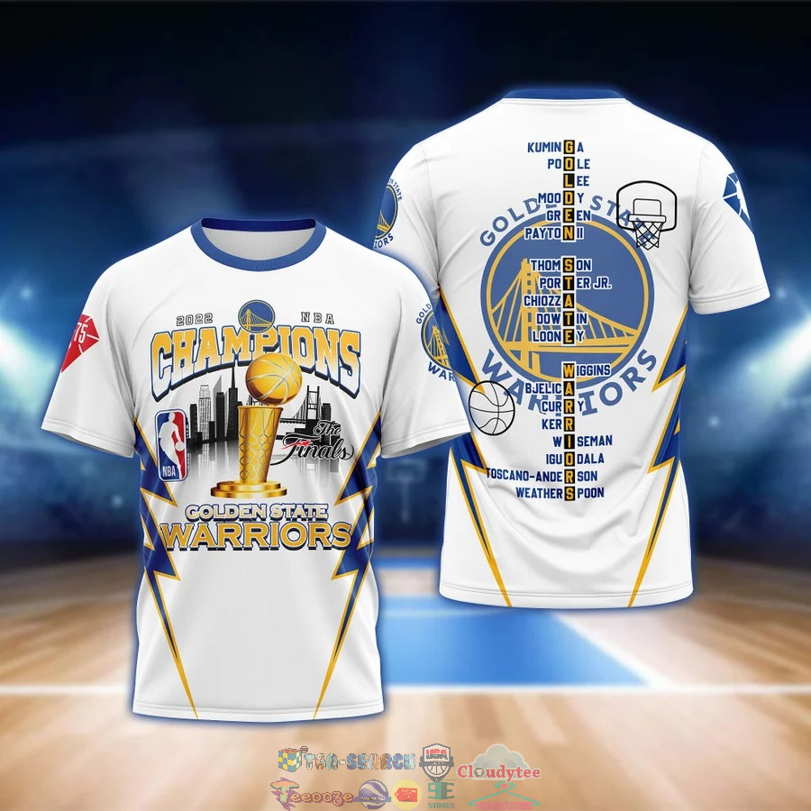 Golden State Warriors 2022 NBA Champions Players Names White 3D Shirt