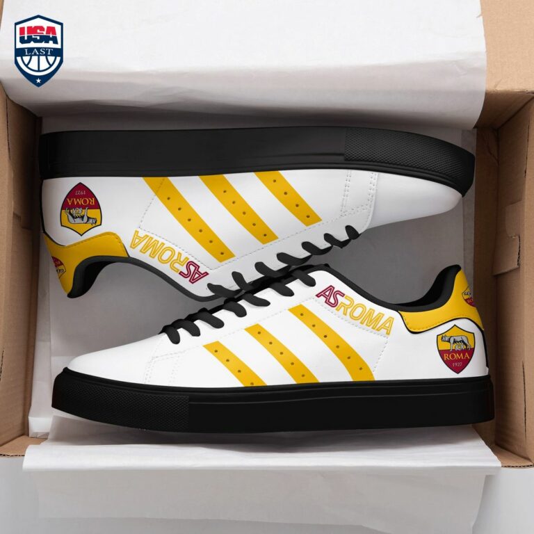 AS Roma Yellow Stripes Stan Smith Low Top Shoes - Super sober