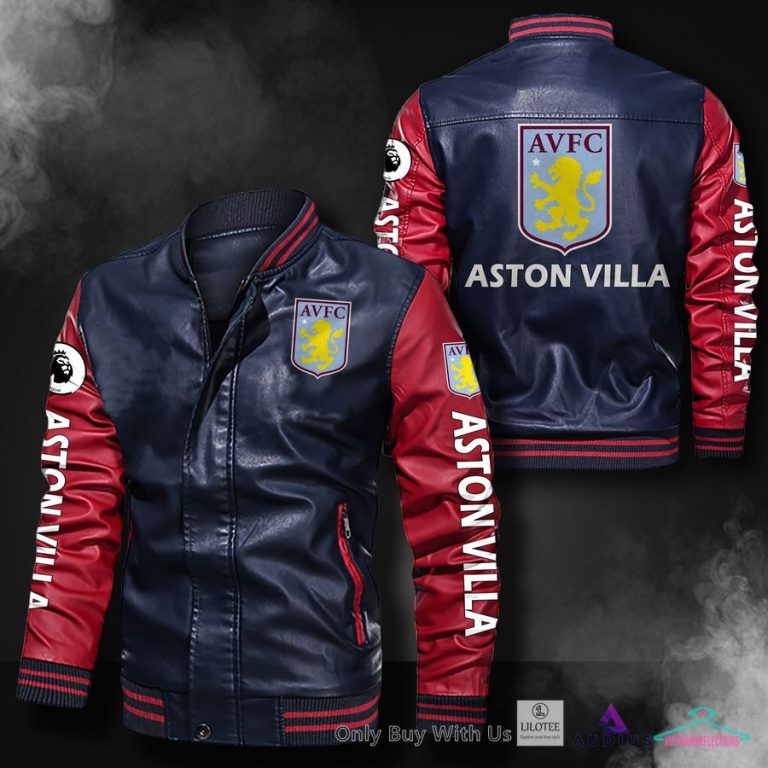 NEW Aston Villa F.C Bomber Leather Jacket 7