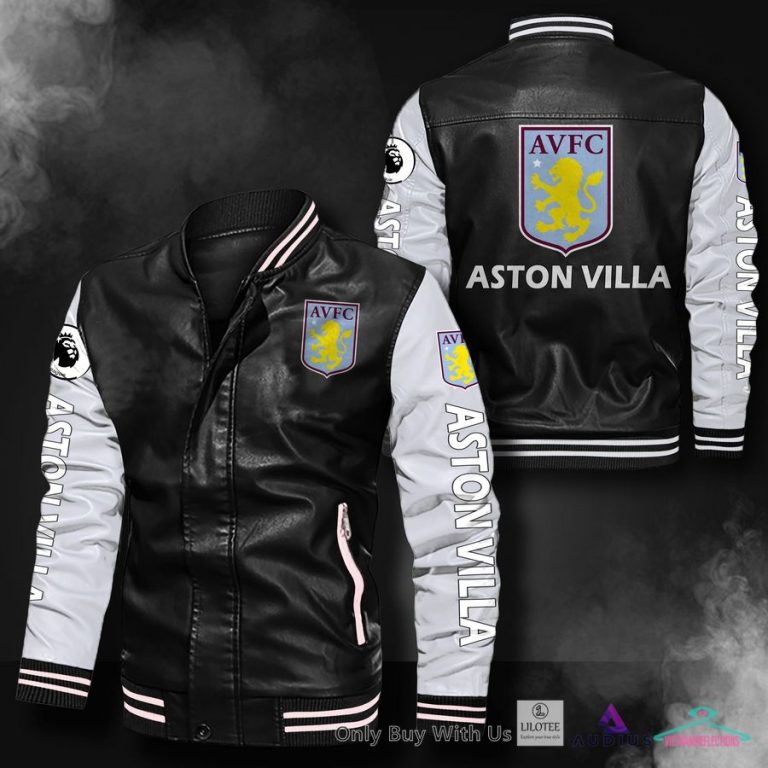 NEW Aston Villa F.C Bomber Leather Jacket 8